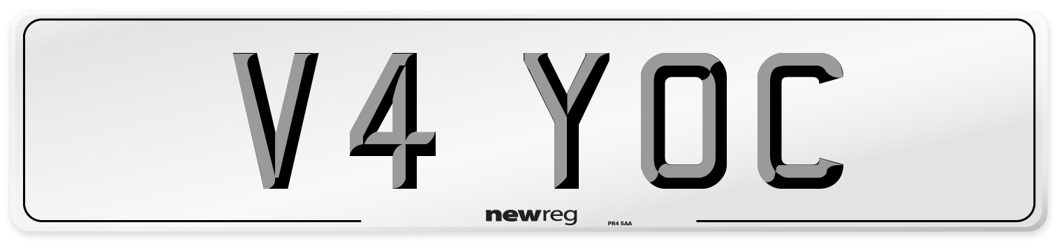 V4 YOC Number Plate from New Reg